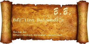 Bálint Balambér névjegykártya