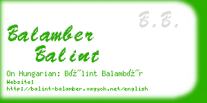 balamber balint business card